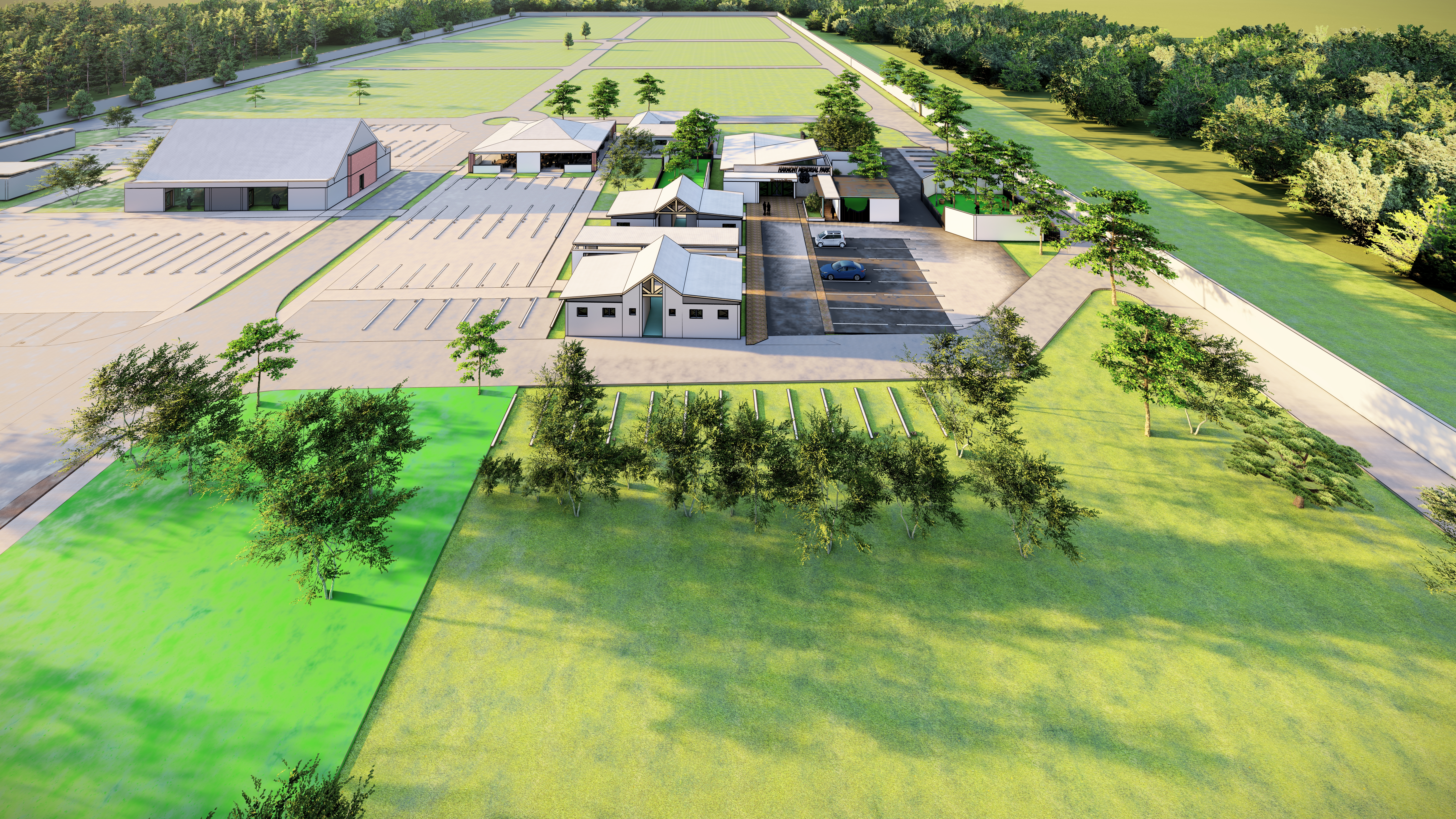 Side view of cemetery grounds